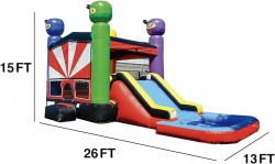 617cW Ninja themed bounce house wet/dry slide combo